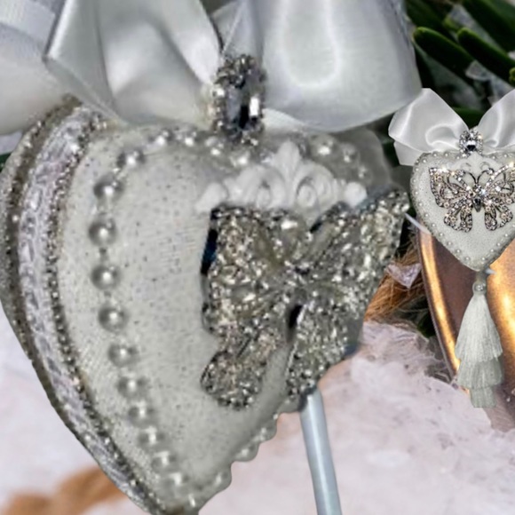 Valentine's Day Heart Butterfly Ornament| Rhinestone Holiday Gift, Mothers Day - Picture 2 of 16